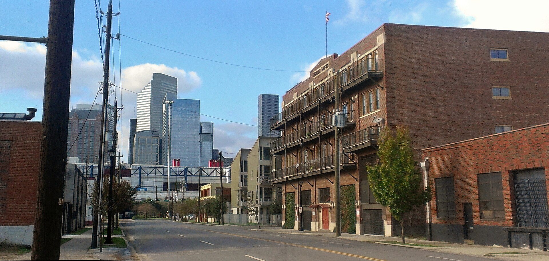 Brick residential buildings in East Downtown Houston