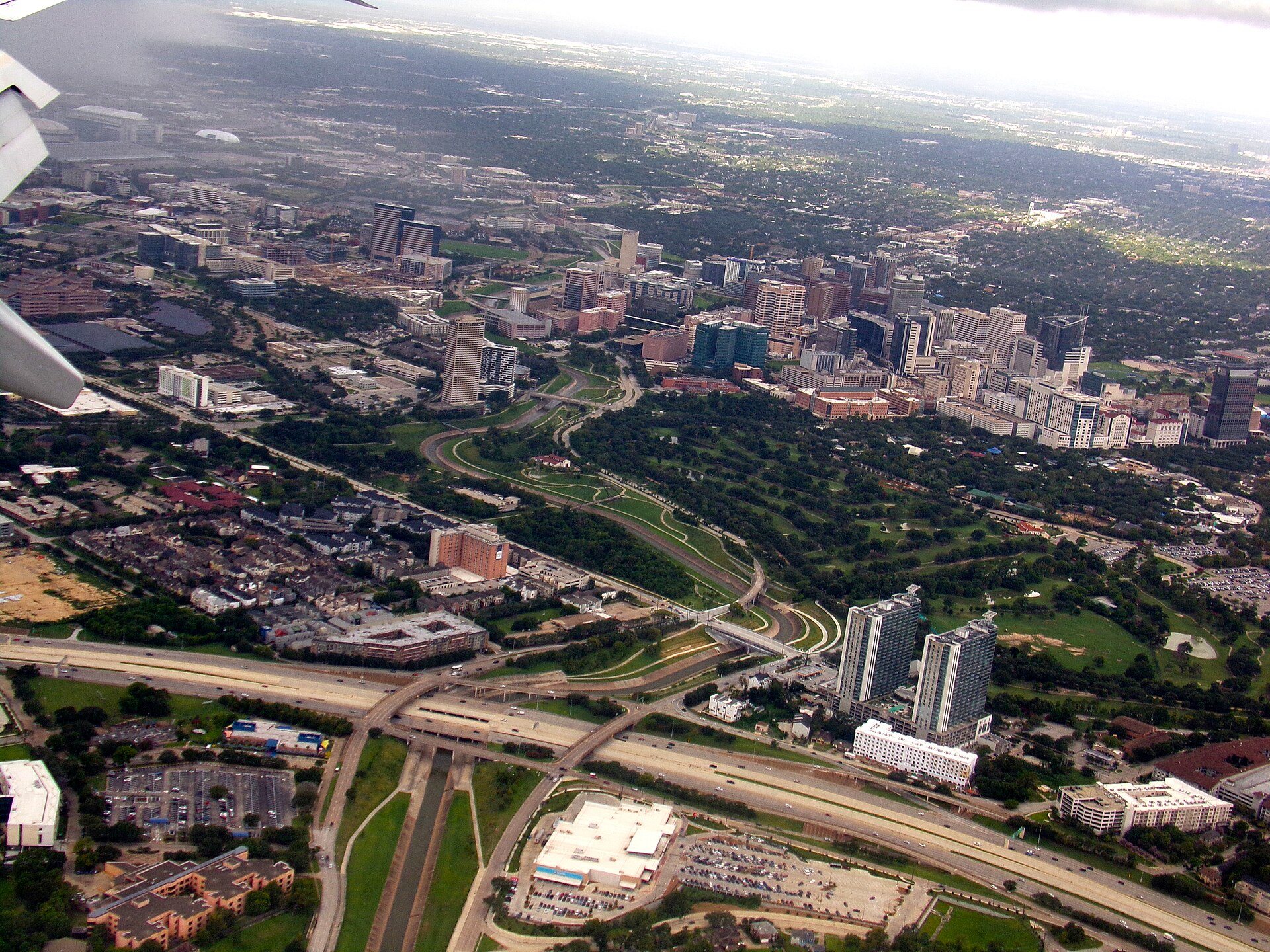 Aerial view of the Texas Medical Center and Hermann Park