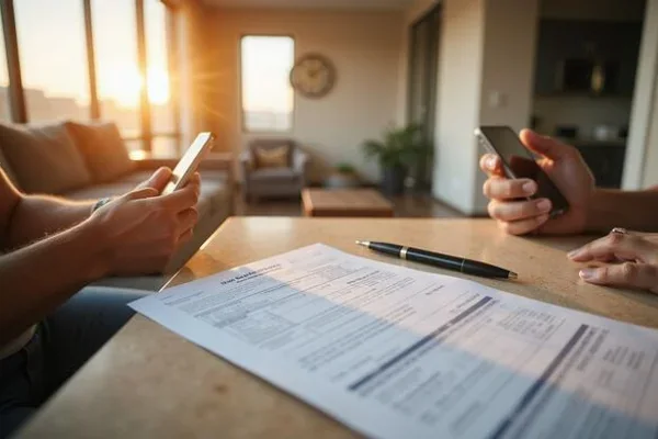 Income certification form on a leasing office desk